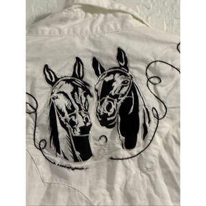 Vintage Pearl Snap Shirt rockmount M Embroidered Western Cowboy Rancher